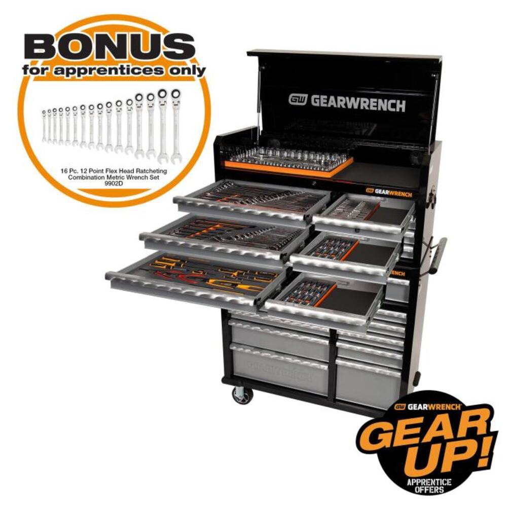 Gearwrench 89927 234 Piece Metric & SAE 11 Drawer 42" Roller Cabinet & 8 Drawer Tool Chest Combo Kit