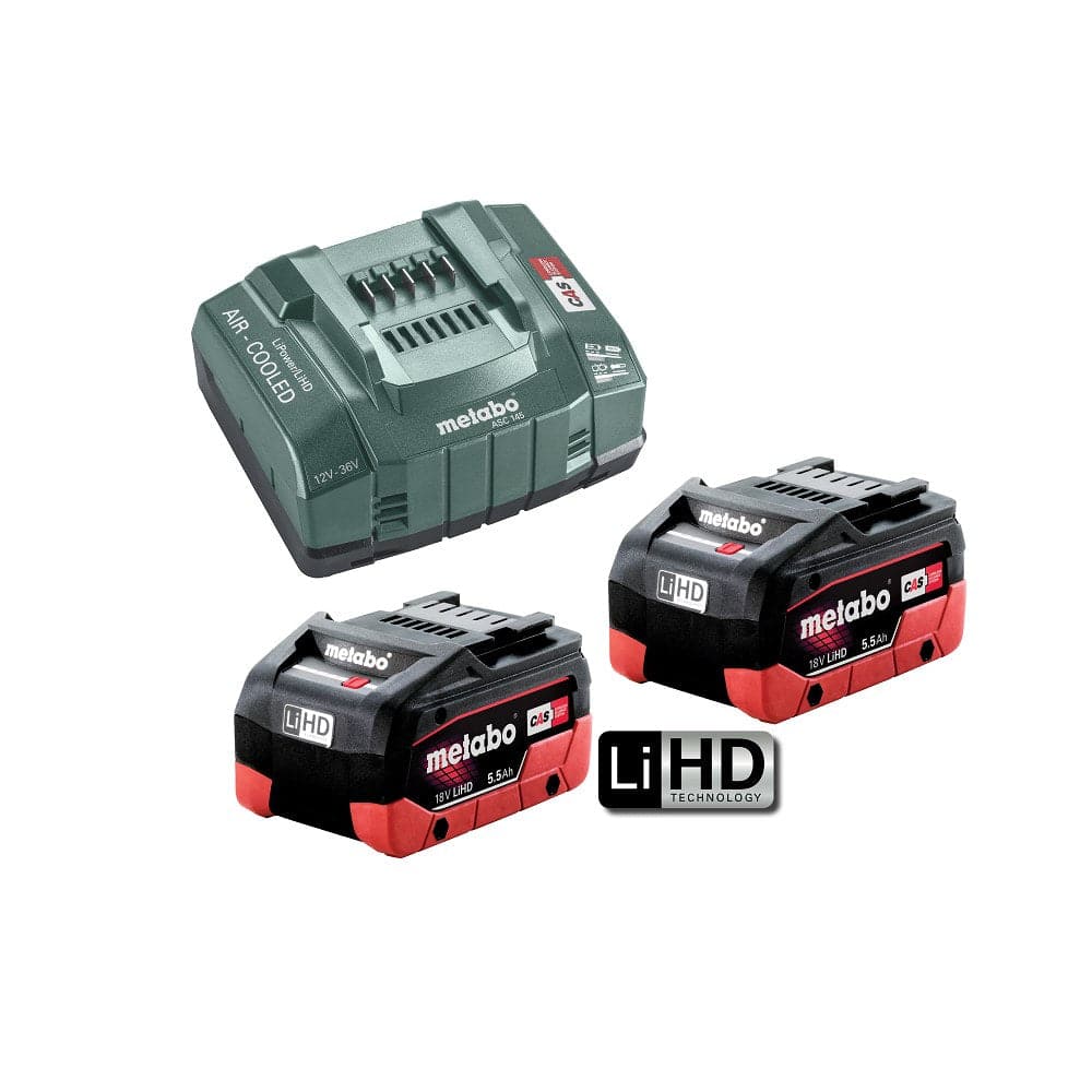 Metabo 2 Piece 18V 5.5Ah Cordless Li-Ion Battery & Fast Charger Starter Kit