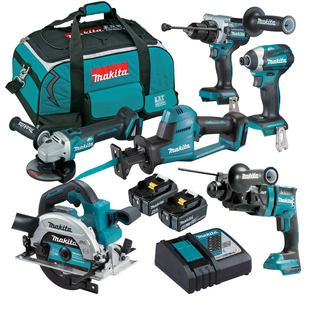 Makita DLX6125TX1 6 Piece 18V 5.0Ah LXT Cordless Brushless Combo Kit