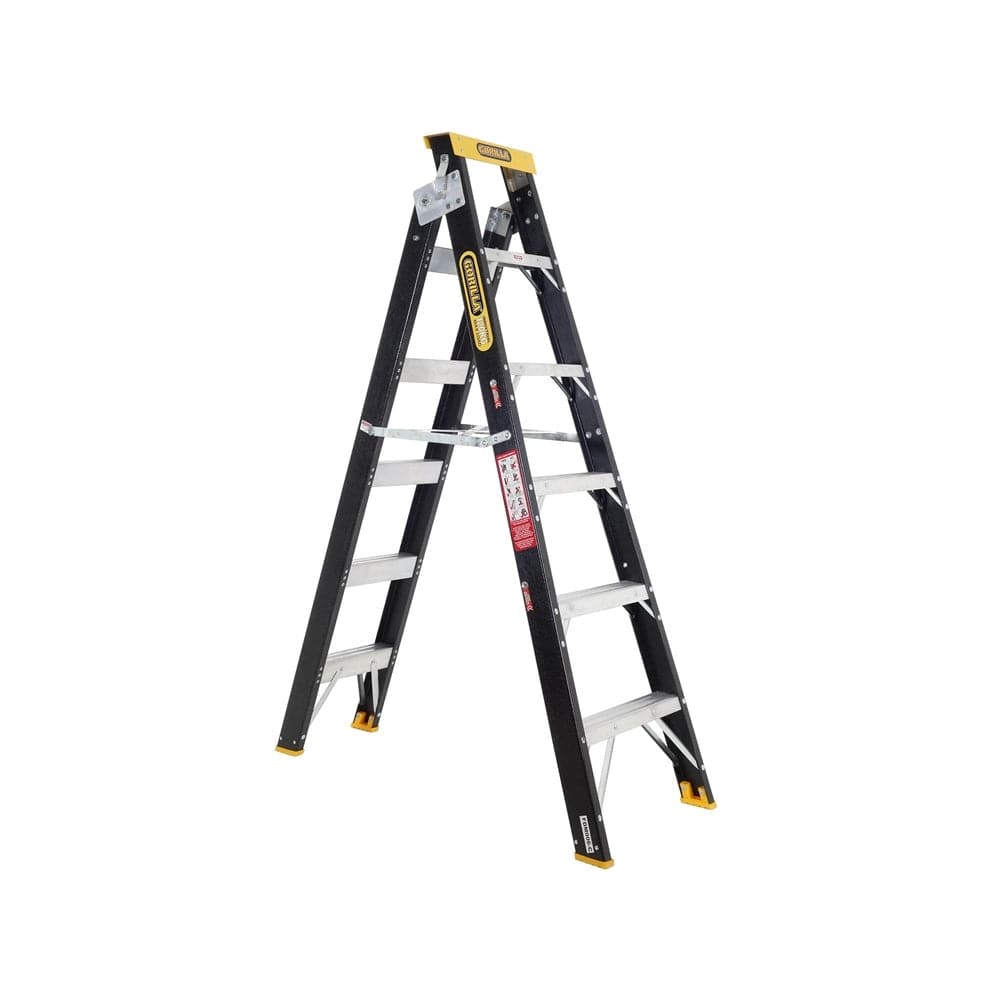 Gorilla FDM006-C 1.8m-3.2m (6-10ft) 120kg 6-Step Industrial Fibreglass Dual Purpose Ladder