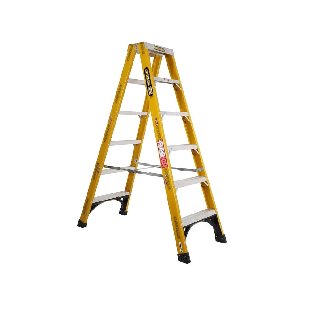 Gorilla FSM006-I 1.8m (6ft) 150kg 6-Step Industrial Fibreglass Double Sided Step Ladder