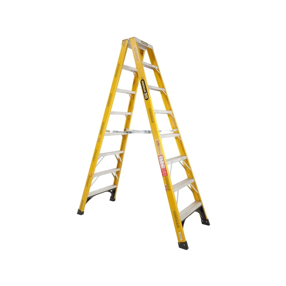 Gorilla FSM008-I 2.4m (8ft) 150kg 8-Step Industrial Fibreglass Double Sided Step Ladder