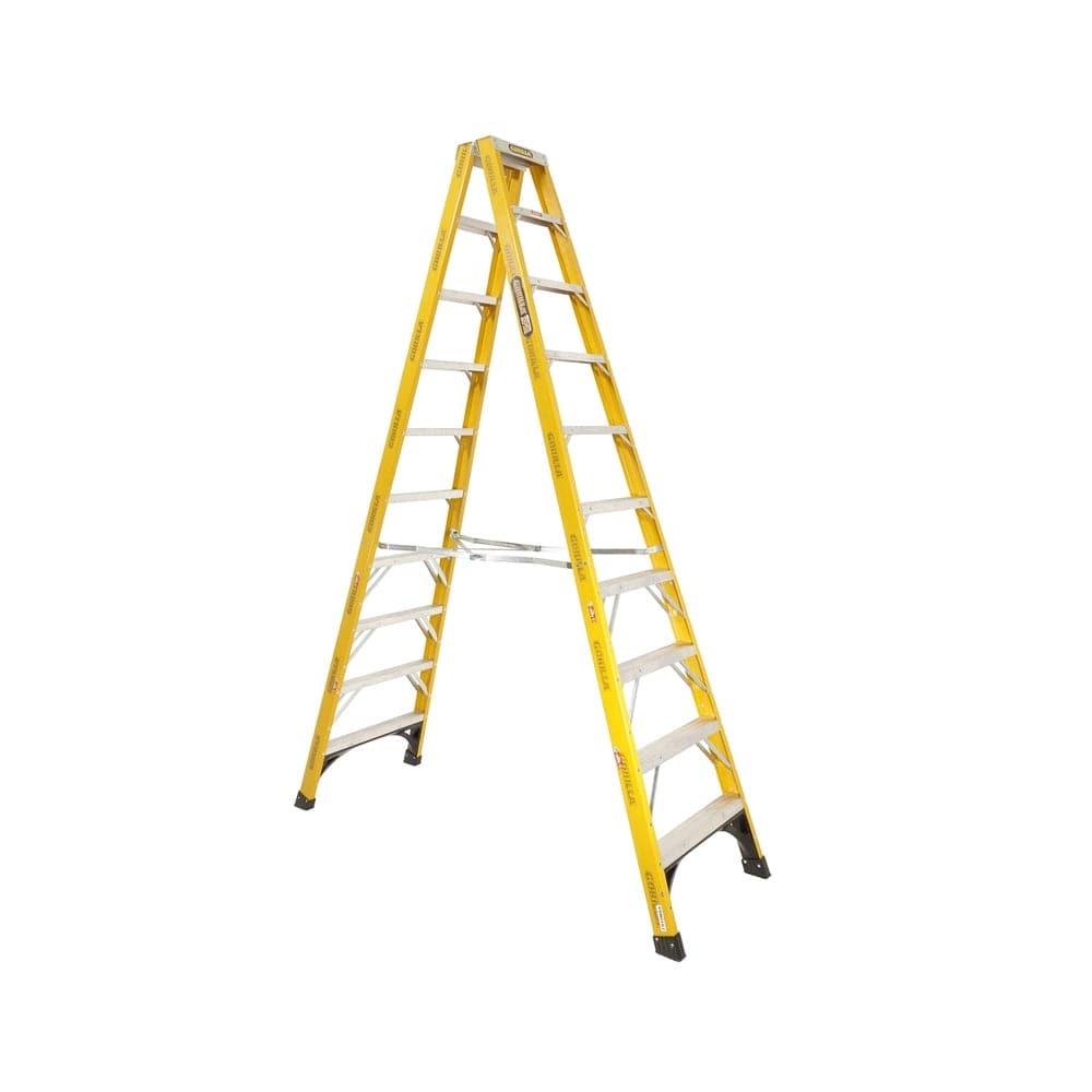 Gorilla FSM010-I 3.0m (10ft) 150kg 10-Step Industrial Fibreglass Double Sided Step Ladder