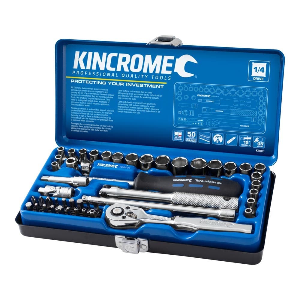 Kincrome K28001 48 Piece 1/4" Square Drive Metric & SAE Chrome Socket Set