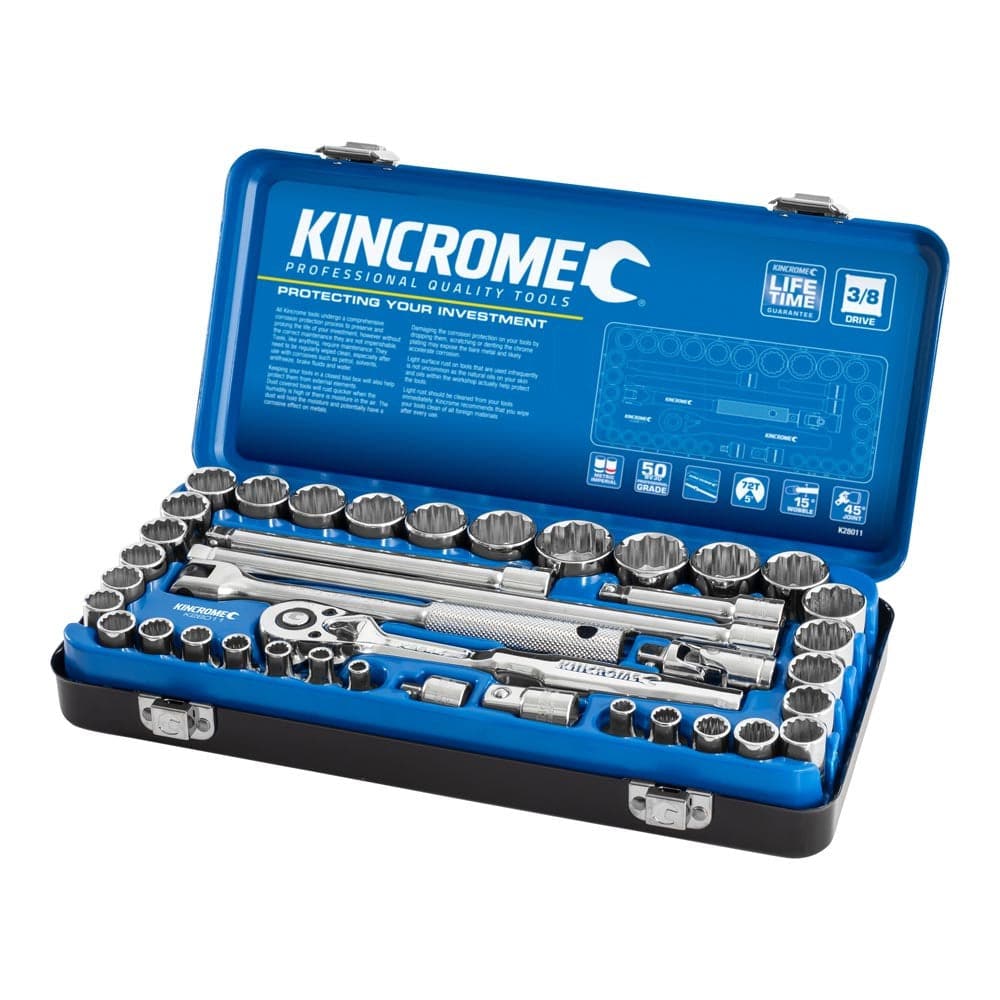 Kincrome K28011 39 Piece 3/8" Square Drive Metric & SAE Chrome Socket Set