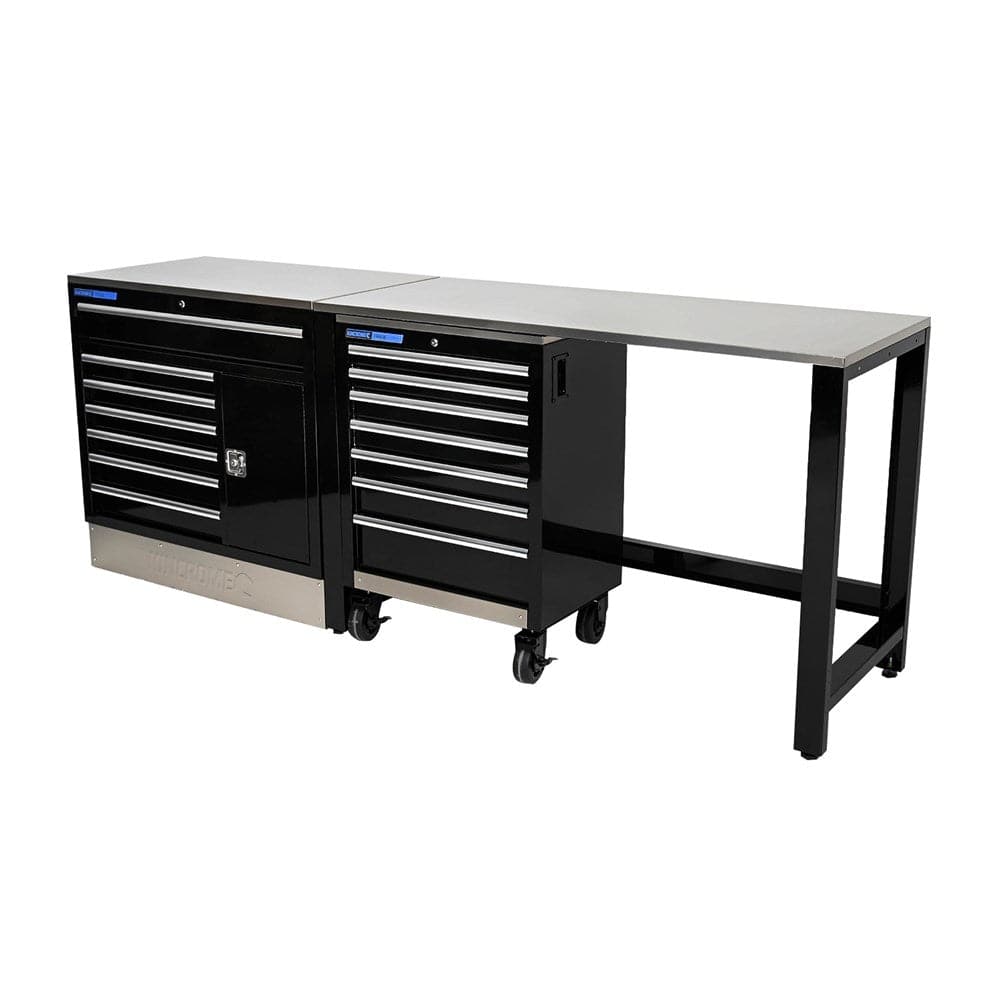 Kincrome K7373 3 Piece 2541mm x 622mm x 1000mm 14 Drawer Roller Cabinet Trolley & Workshop Bench Garage Kit