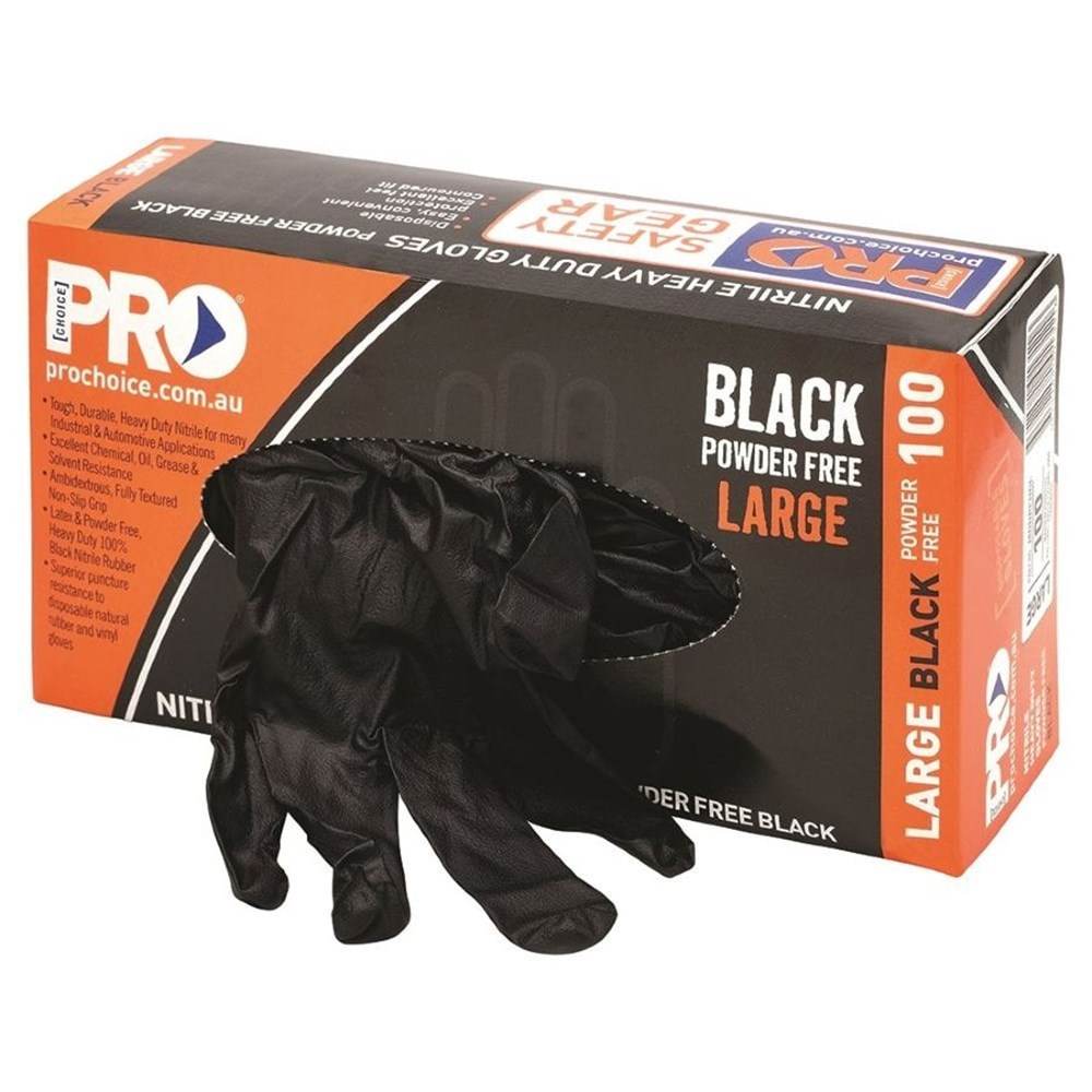 ProChoice MDNPFHDL 100 Pack Large Nitrile Powder Free Heavy Duty Disposable Gloves