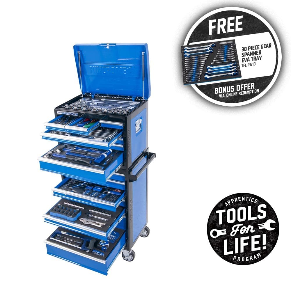 Kincrome P1710 306 Piece Metric & SAE 14 Deep Drawer Blue EVOLUTION Workshop Tool Chest & Roller Cabinet Tool Kit