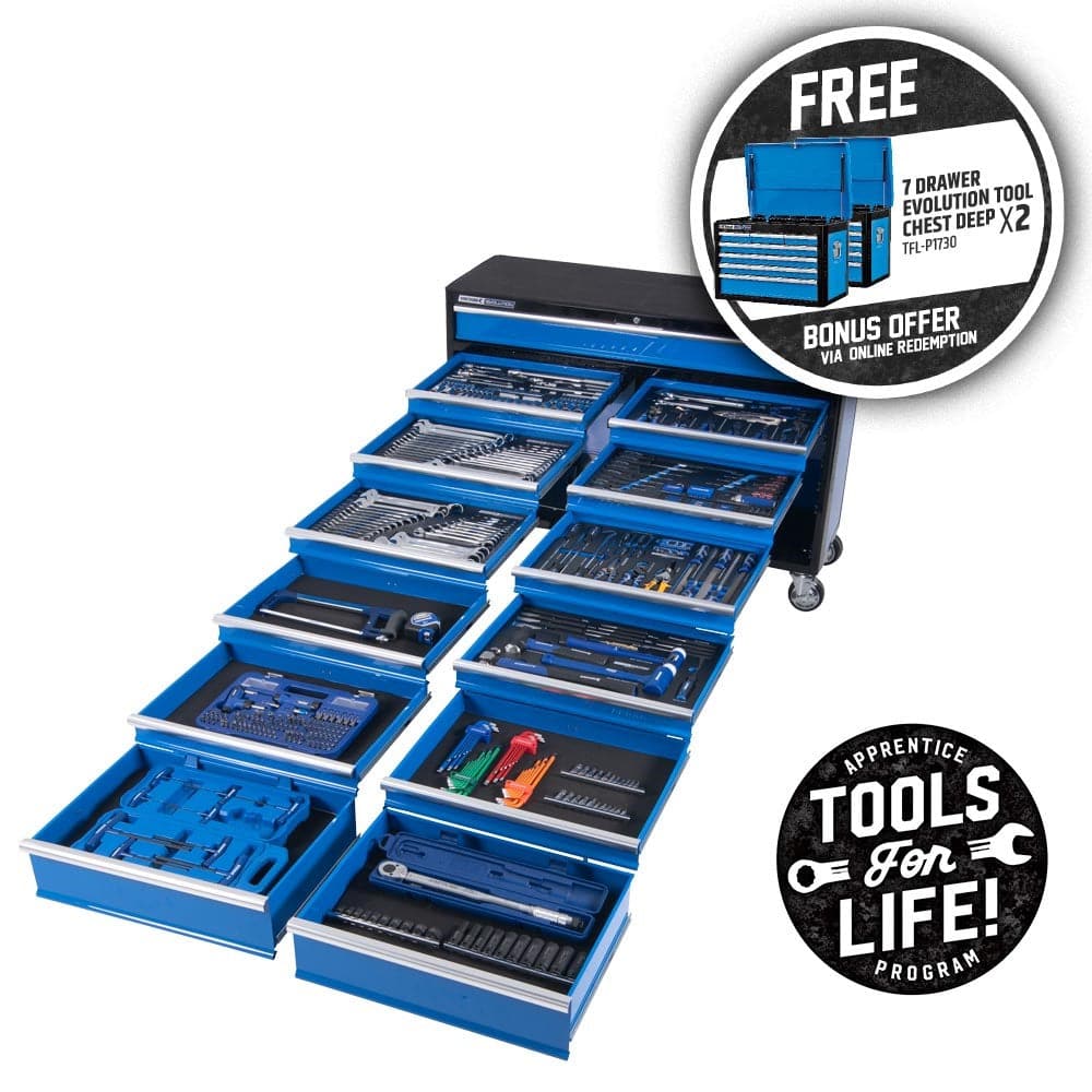 Kincrome P1730 494 Piece Metric & SAE 13 Extra Wide Drawer Blue EVOLUTION Roller Cabinet Tool Kit