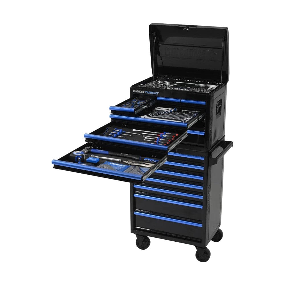 Kincrome P1930B 205 Piece 675mm (26”) Metric & SAE 14 Drawer Deep PURSUIT Workshop Tool Chest & Roller Cabinet Tool Kit
