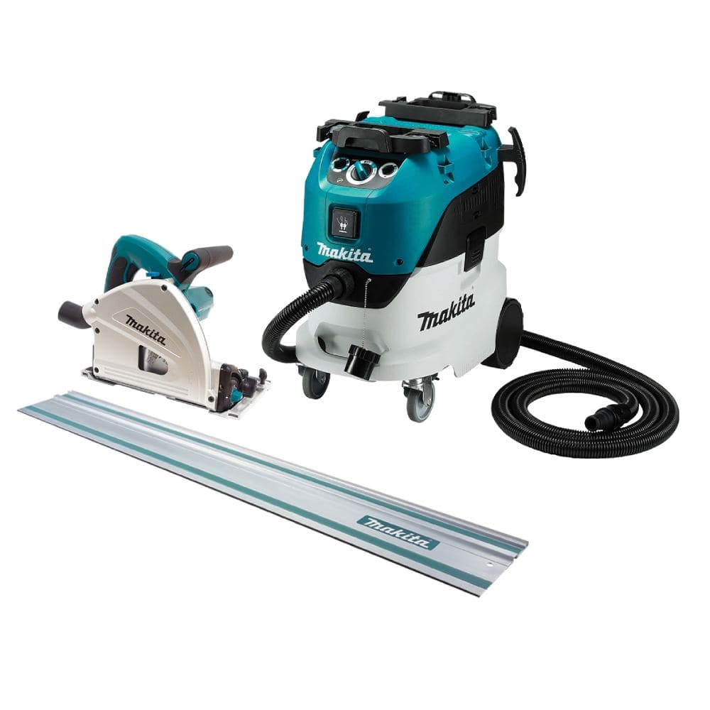 Makita SP6000J-VC42M 165mm (7") Plunge Cut Circular Saw & 42L M-Class Wet & Dry Dust Extractor