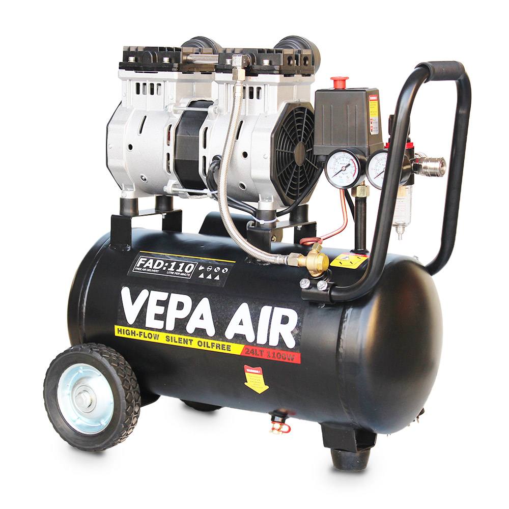 Vepa Air VSC1100 1100W 24L High Flow Silent Oil Less Air Compressor