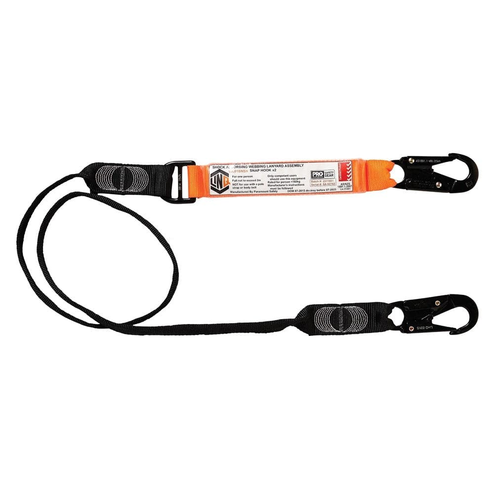 LINQ WLO1SNSN Elite Single Leg Shock Absorbing Webbing Lanyard with Hardware