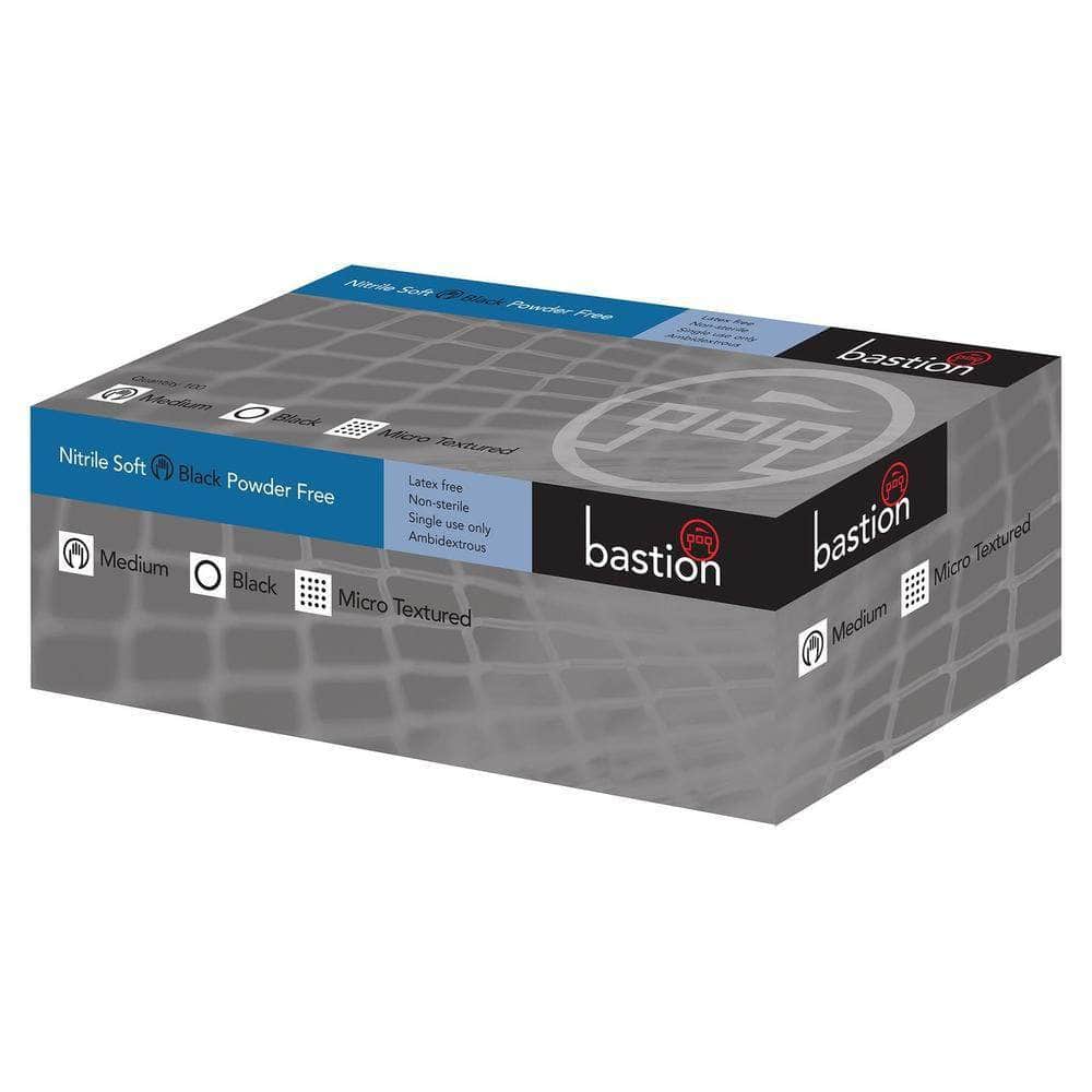 Bastion BNG7874 100 Piece Large Black Soft Powder-Free Disposable Nitrile Safety Gloves