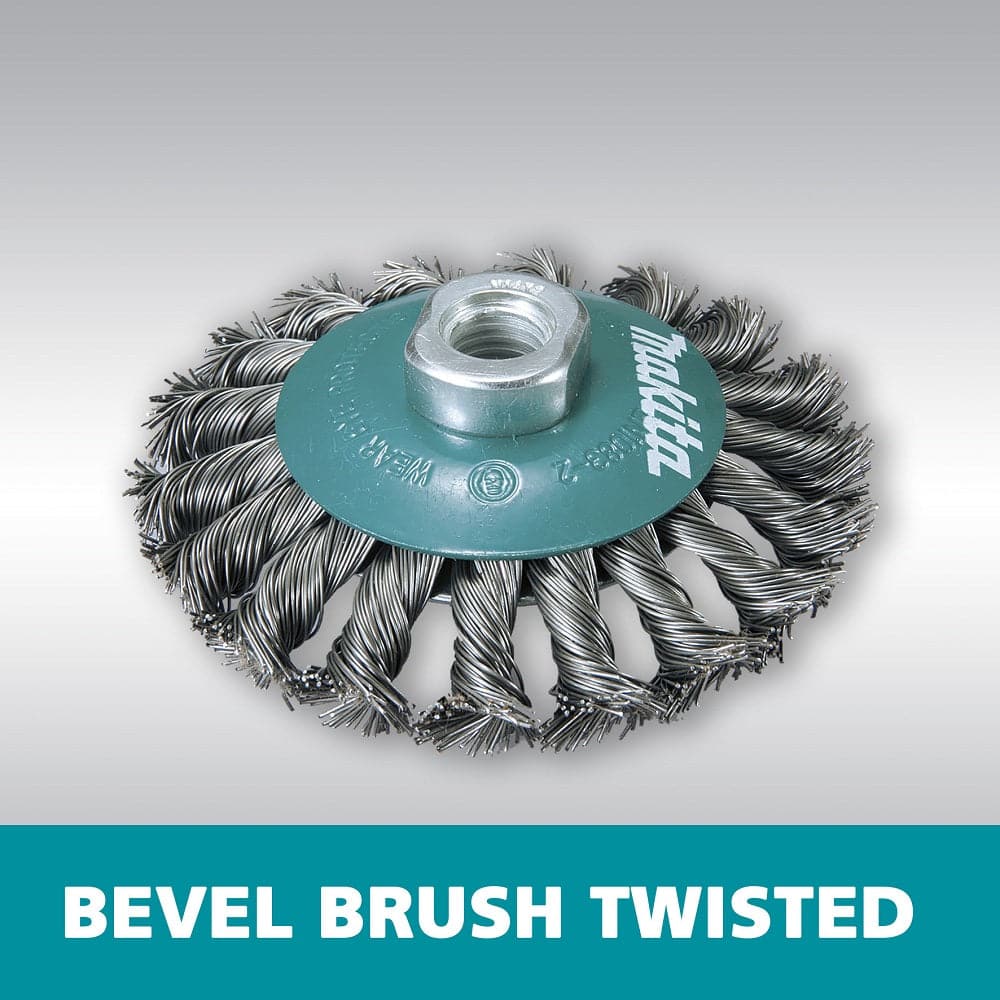 Makita D-55407 100mm x M14 Bevel Twisted Wire Wheel Brush