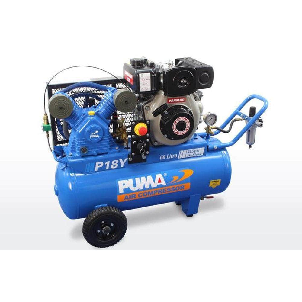 Puma P18Y-ES 60L 4.7HP Yanmar Electric Start Diesel Belt Drive Air Compressor