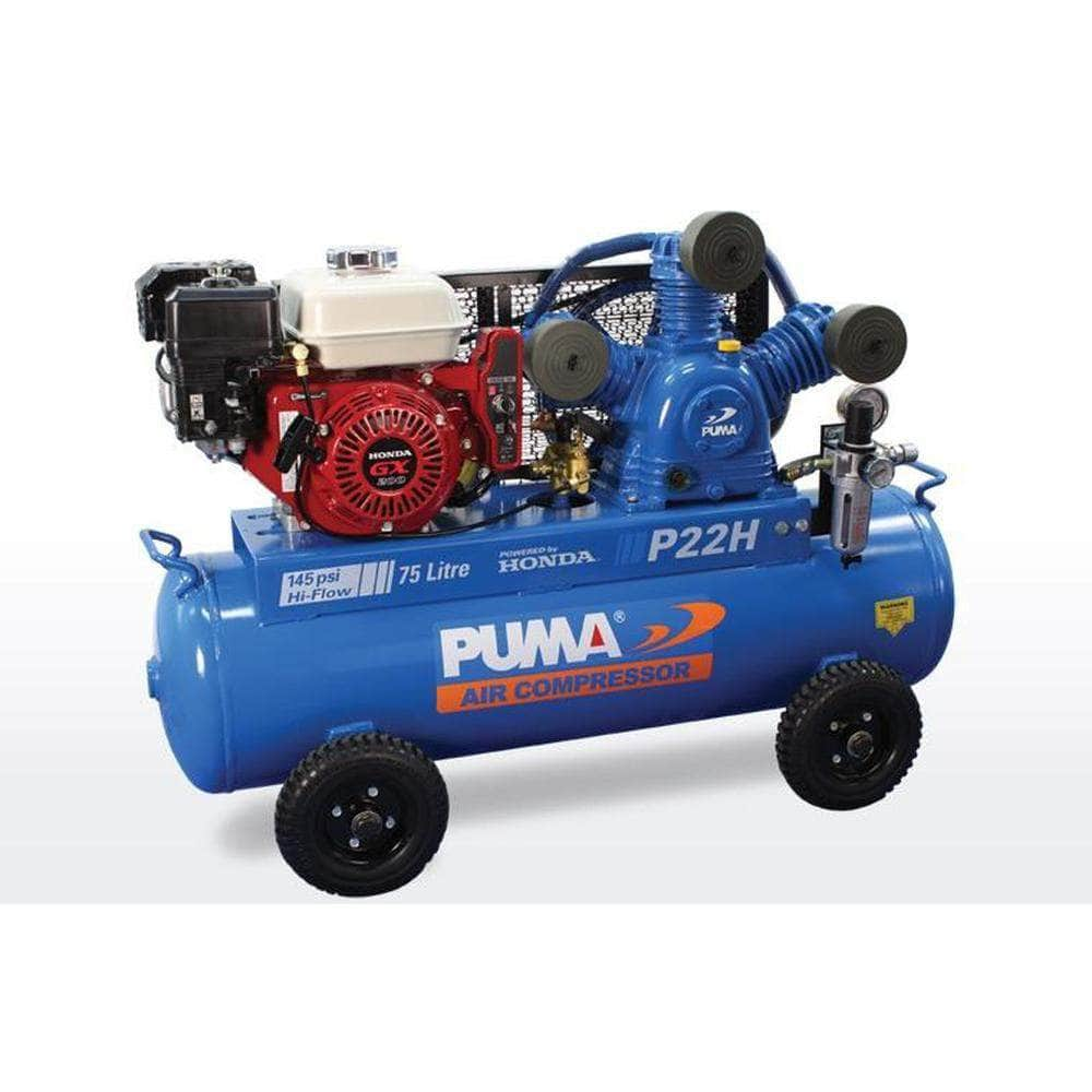 Puma P22H 75L 6.5HP Electric Start Honda GX200 Petrol Belt Drive Air Compressor