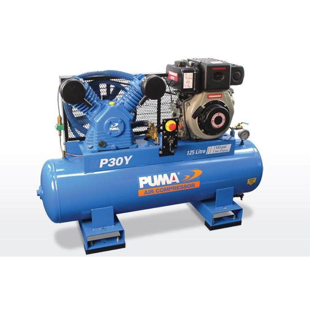 Puma P30Y-ES 125L 6.7HP Electric Start Yanmar Diesel Belt Drive Air Compressor