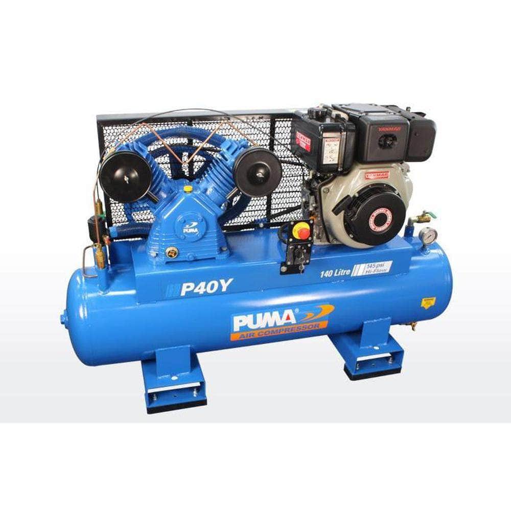 Puma P40Y 140L 10.0HP Electric Start Yanmar Diesel Belt Drive Air Compressor