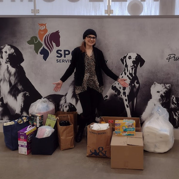 Julie Ann drops off the Cats Like Us donation at the SPCA