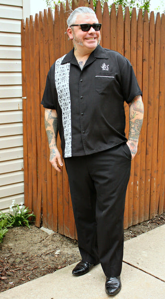 Bowling Lounge Shirt styled for dressy occassional 