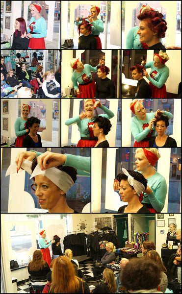 Vintage up do's with the atomic blonde in store event 2016