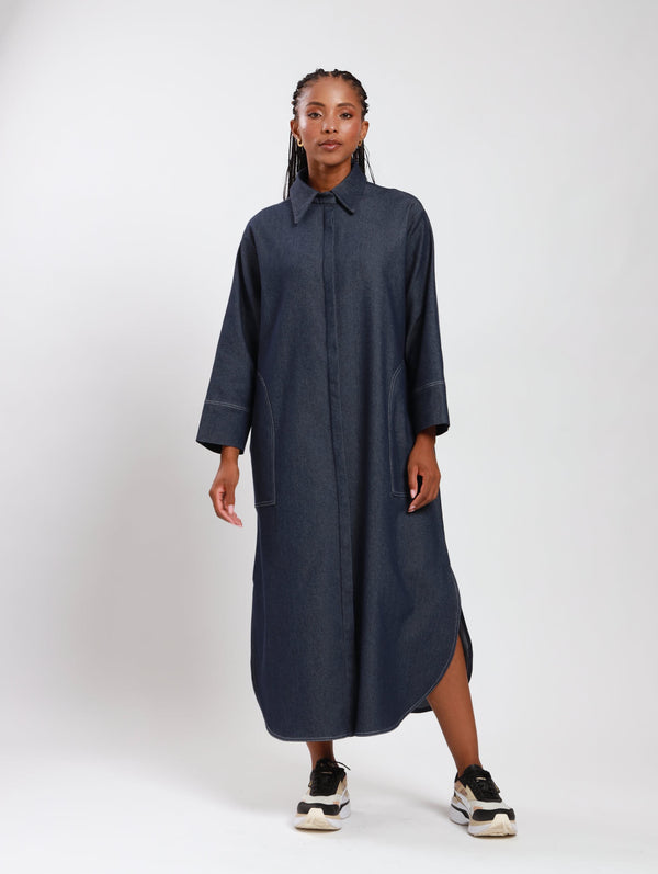 RESORT SHIRTDRESS / DARK DENIM