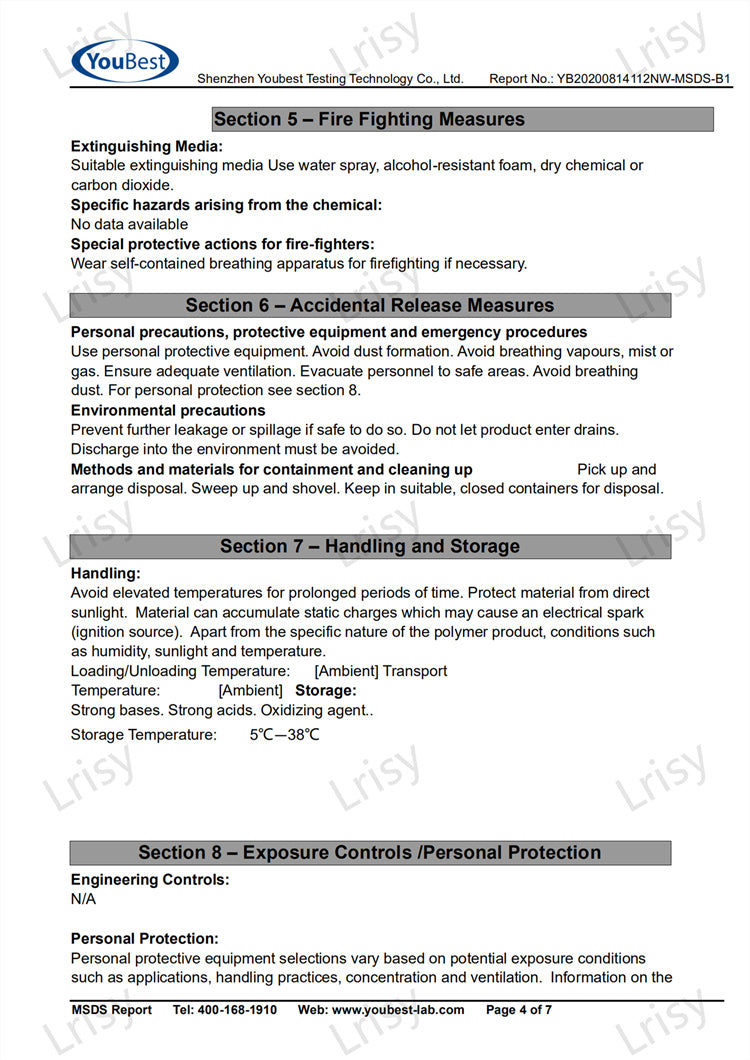 Lrisy Professional Cosmetic Glitter MSDS