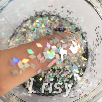 10mm Holographic Silver Bone Shaped Glitter LB0100