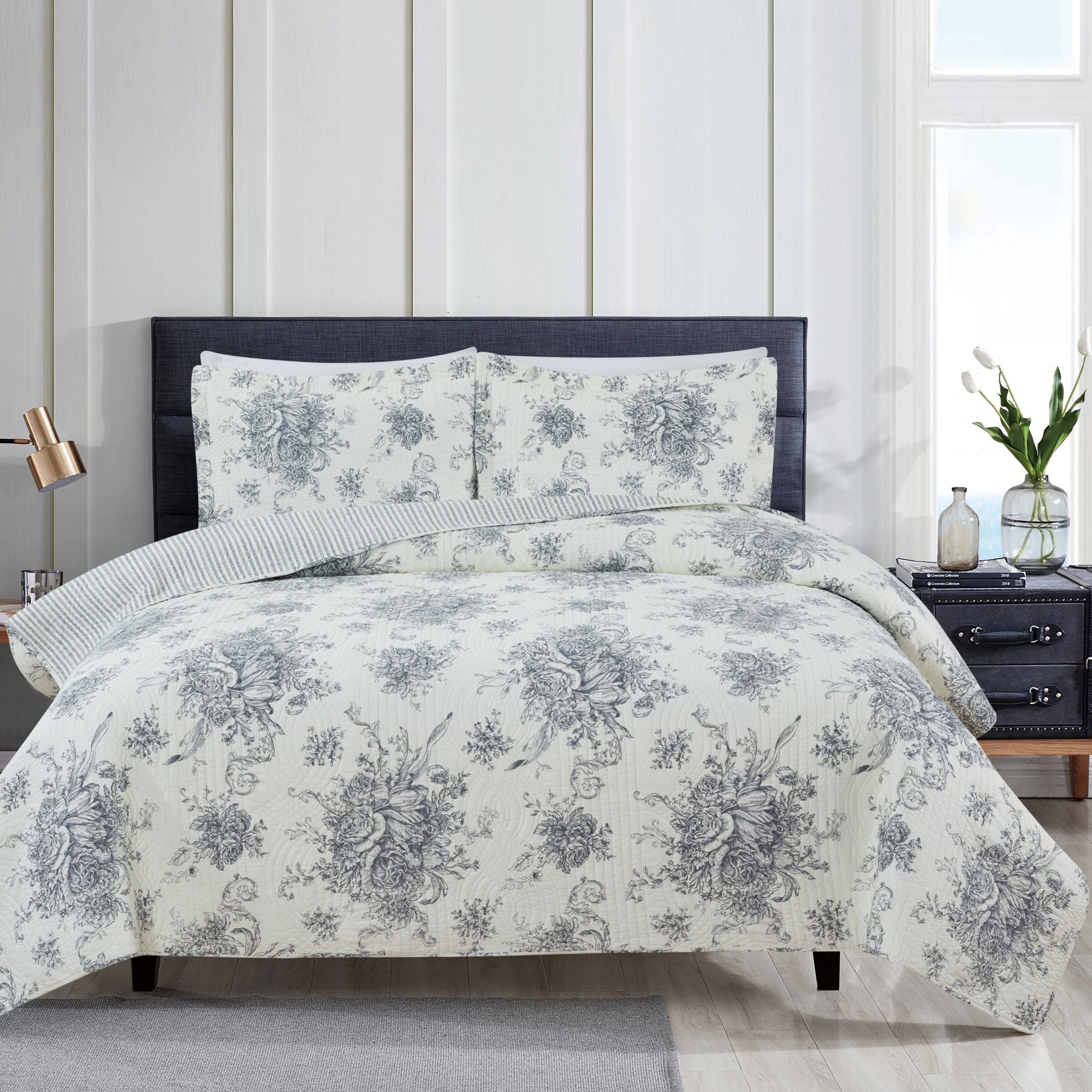 Toile Reversible Cotton Quilt Set – Laytner's Linen & Home