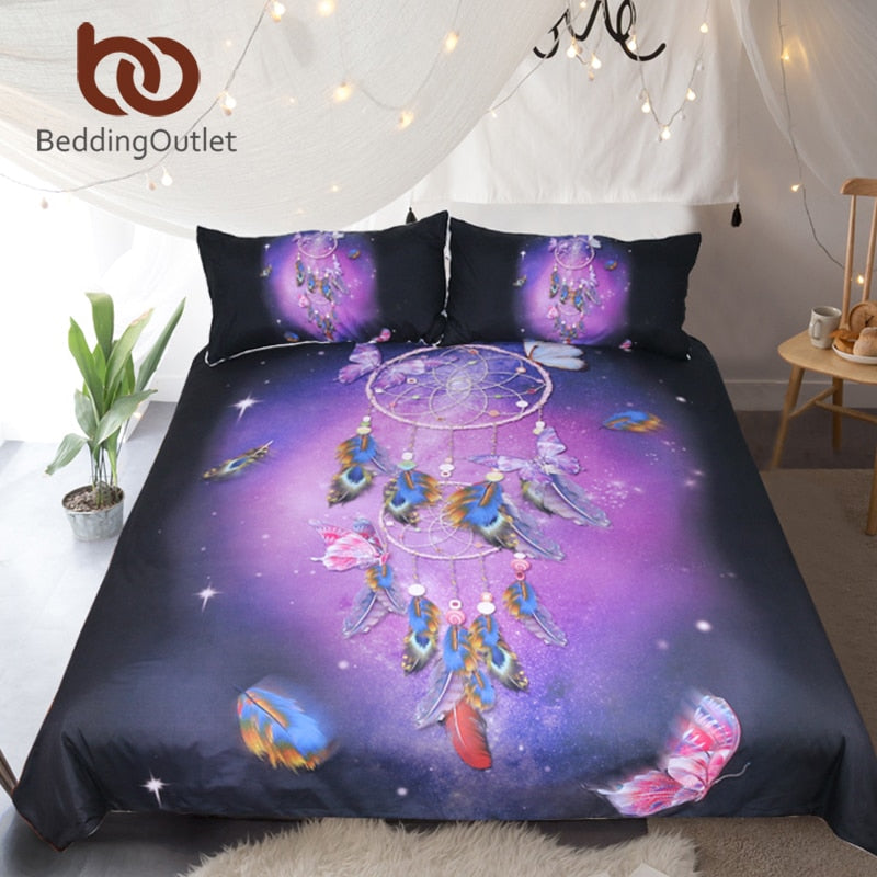 Dreamcatcher Bedding Set Queen Romantic Purple Duvet Cover