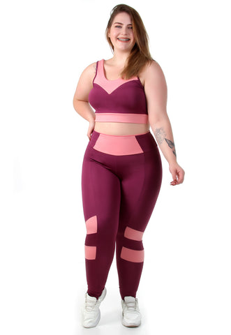 Conjunto fitness Plus Size Marinho com cortes Rosa (top+calça) – Galvic  Fitness