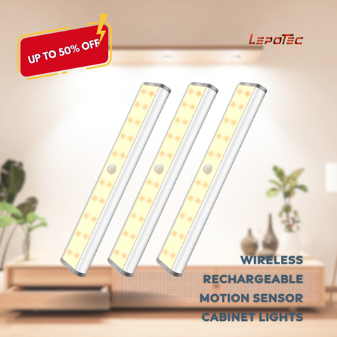 Lepotec's 20-LED cabinet lights, designed specifically to enhance under kitchen cabinet lighting product blog image