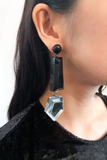 Armani Black Crystal Lucite Long Earrings