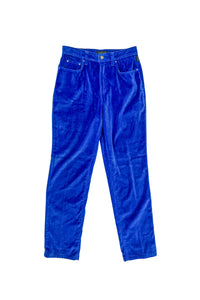 Versace Jeans Couture Blue Velvet with Gold Lurex Pinstripe Pants