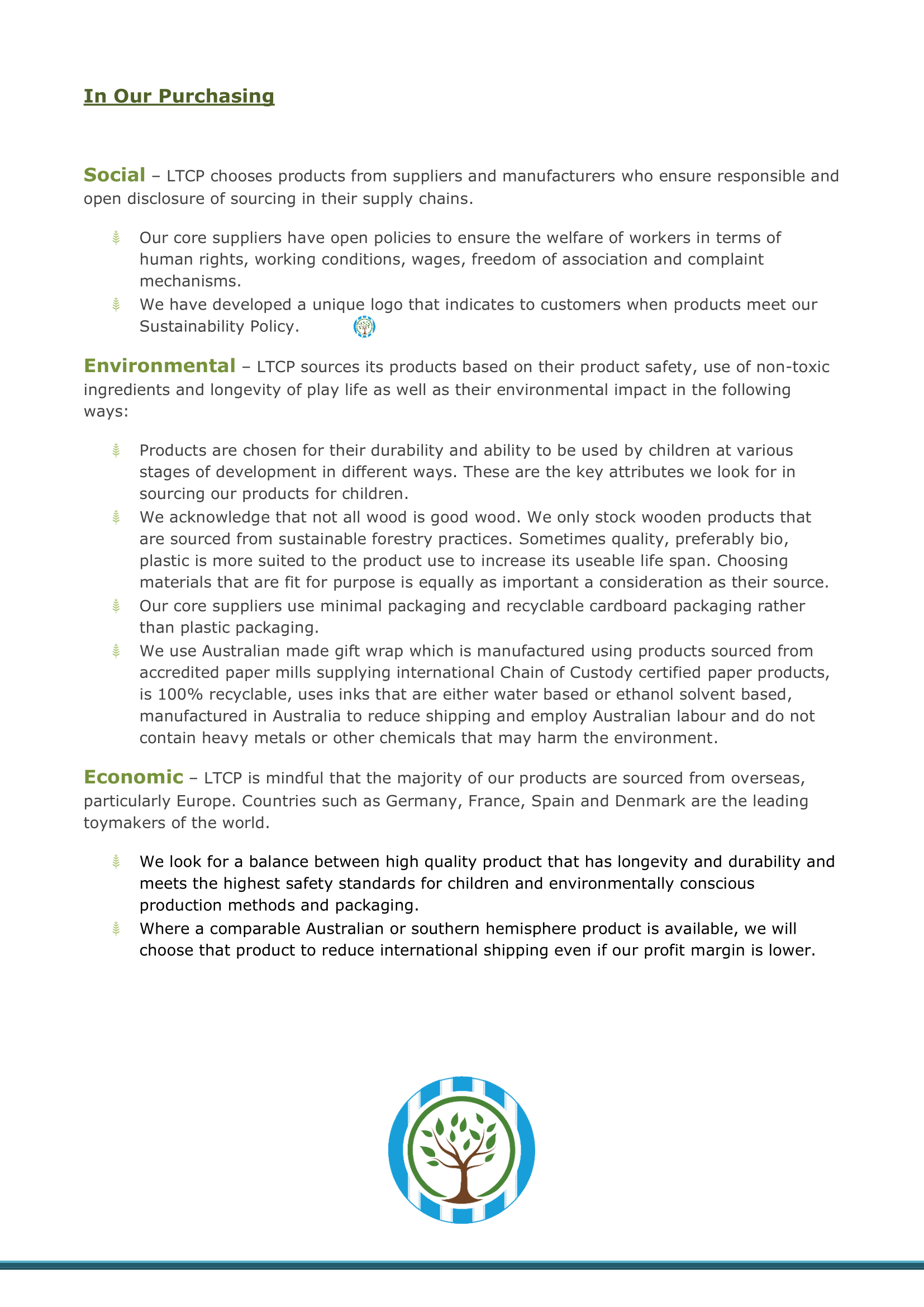 LTCP Sustainability Policy