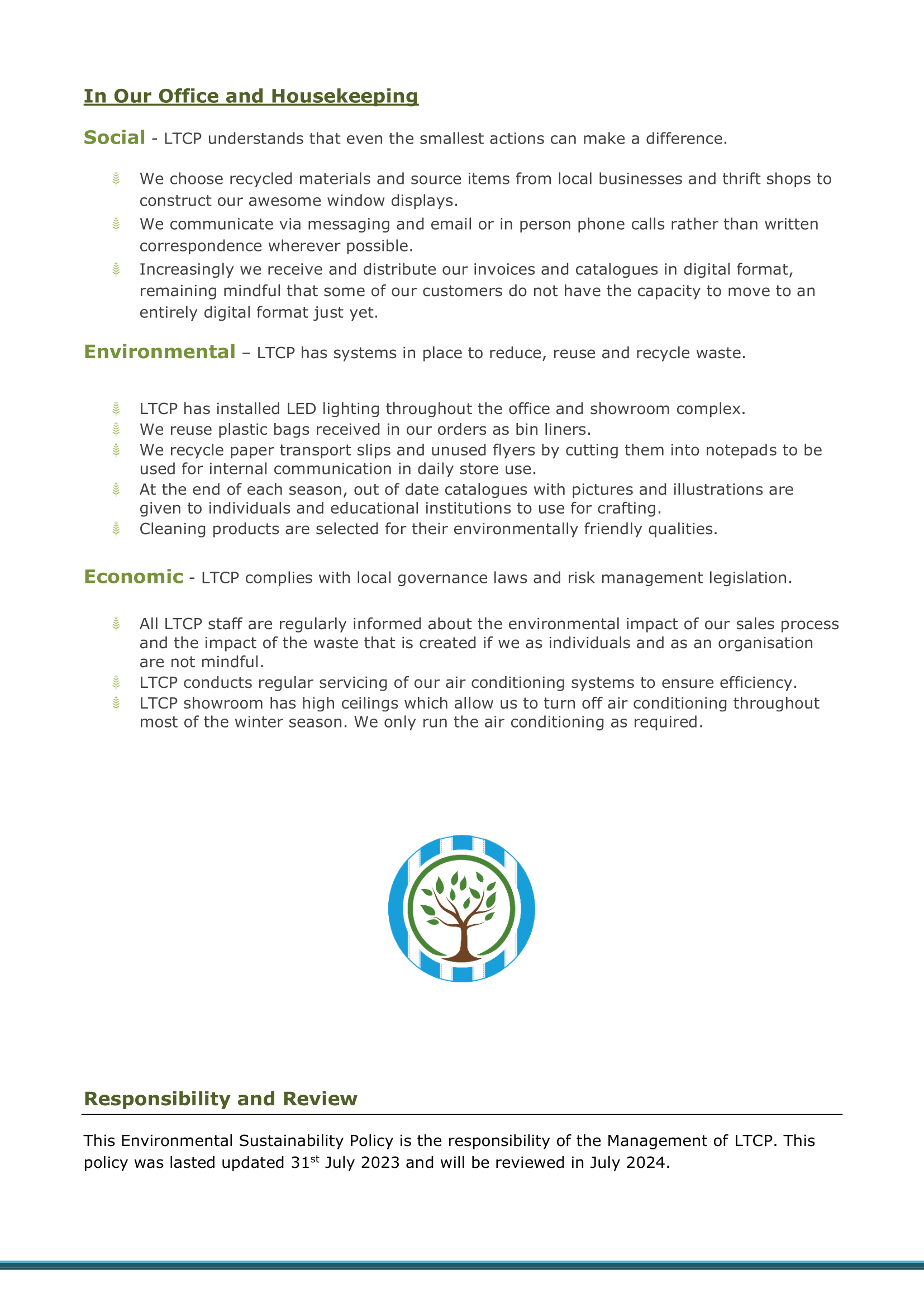 LTCP Sustainability Policy