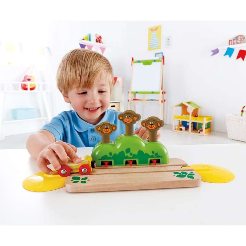 hape monkey pop up track