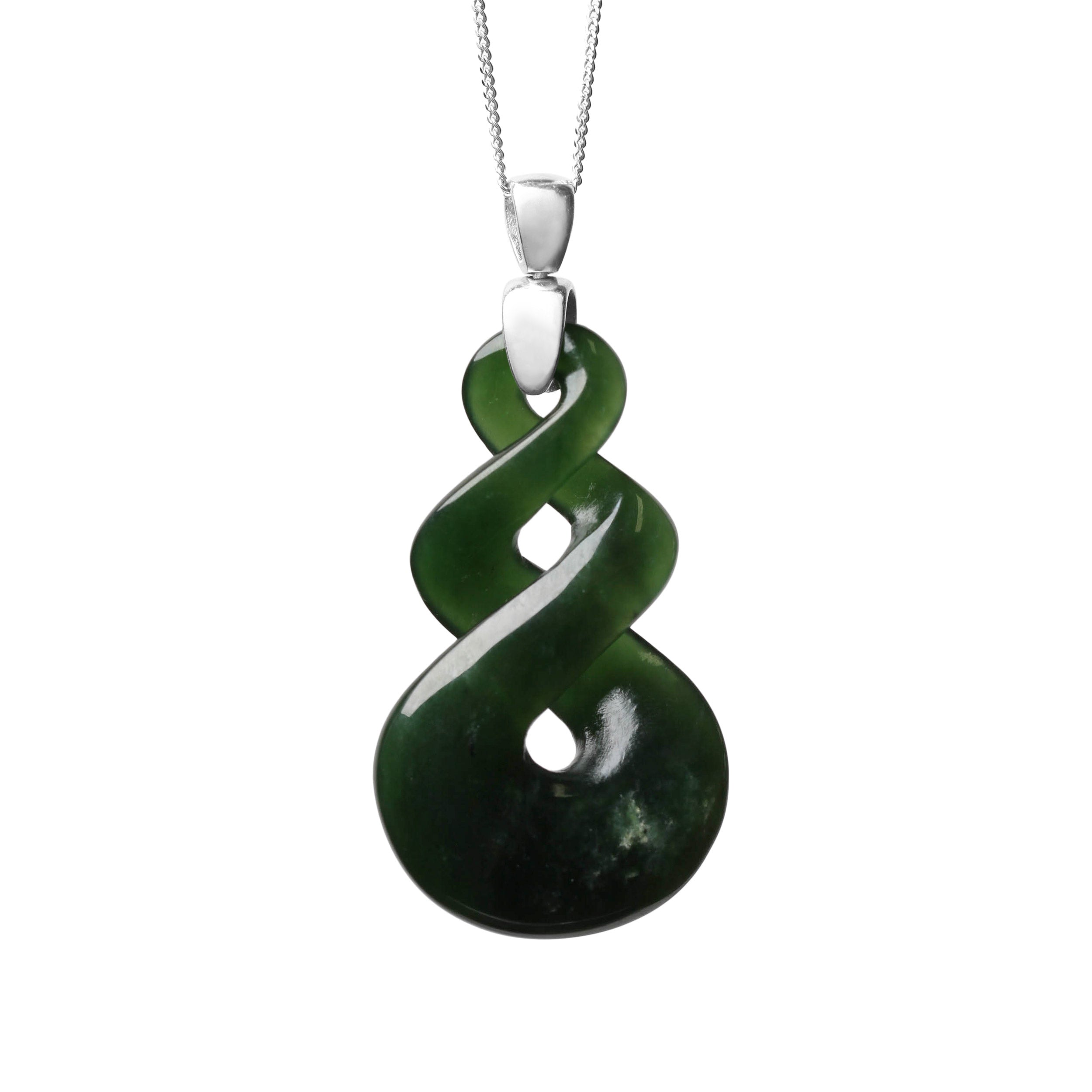 New Zealand Pounamu Pikorua on Silver Bale