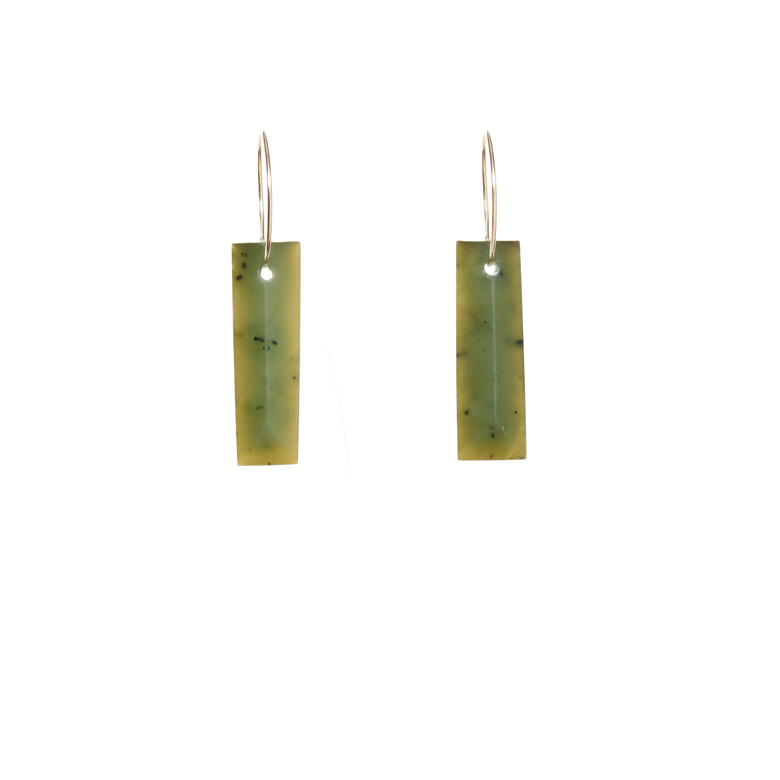 New Zealand Jade Reversable Gold Backed Facet Earrings