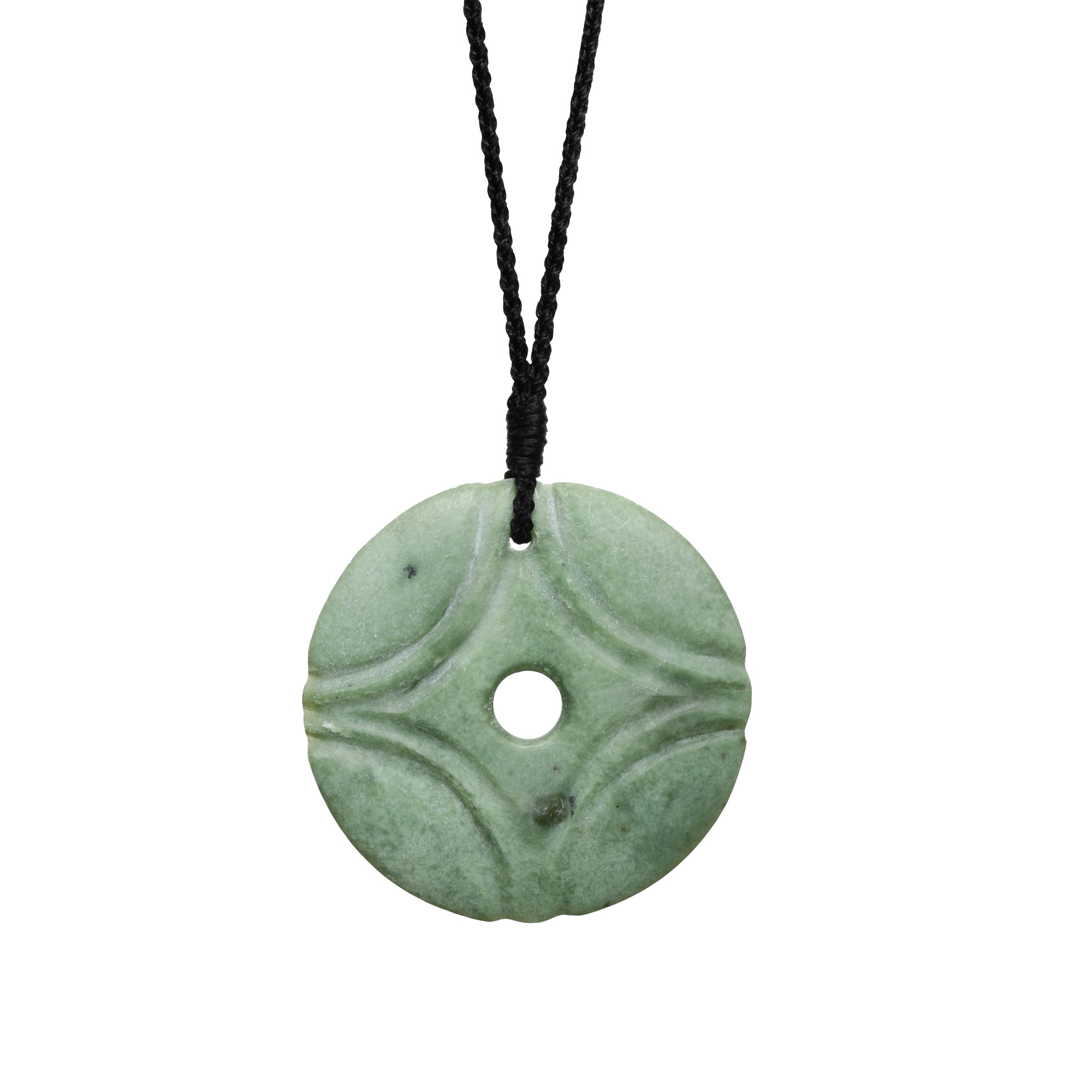 New Zealand Jade Art Deco Disk Necklace