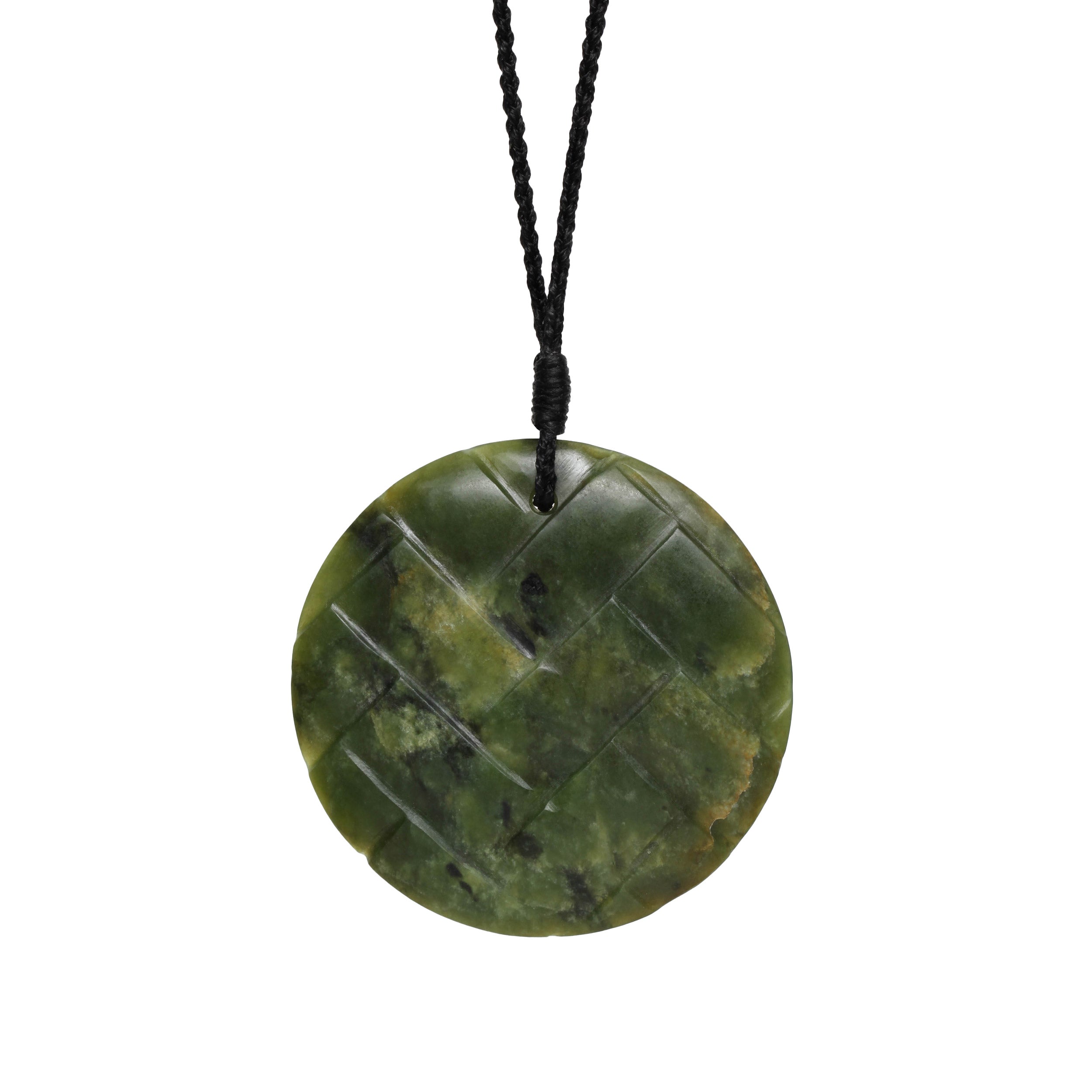 New Zealand Jade Woven Disc Pendant