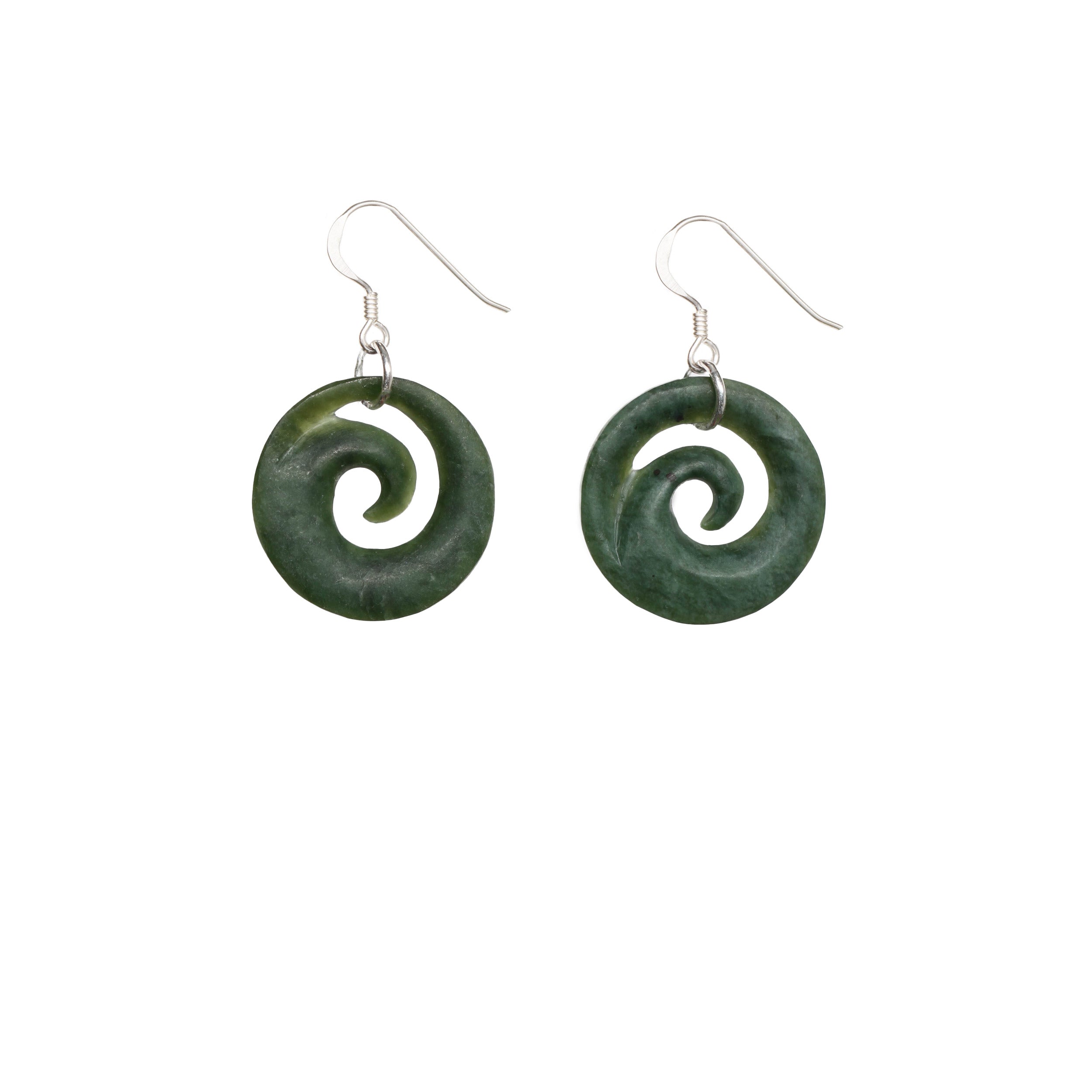 New Zealand Greenstone Koru Earrings | Mountain Jade NZ