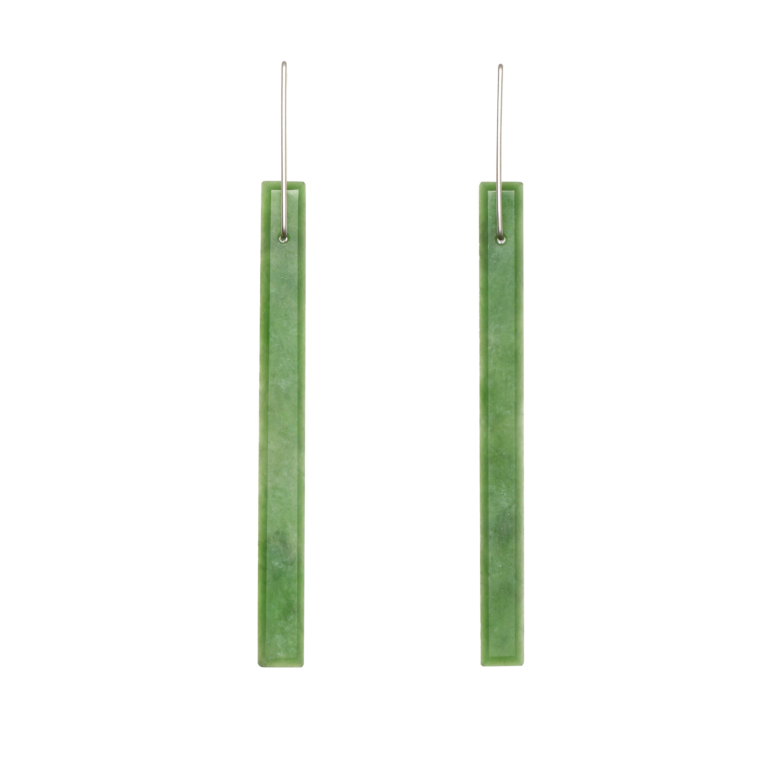 New Zealand Pounamu Geometric Column Earrings