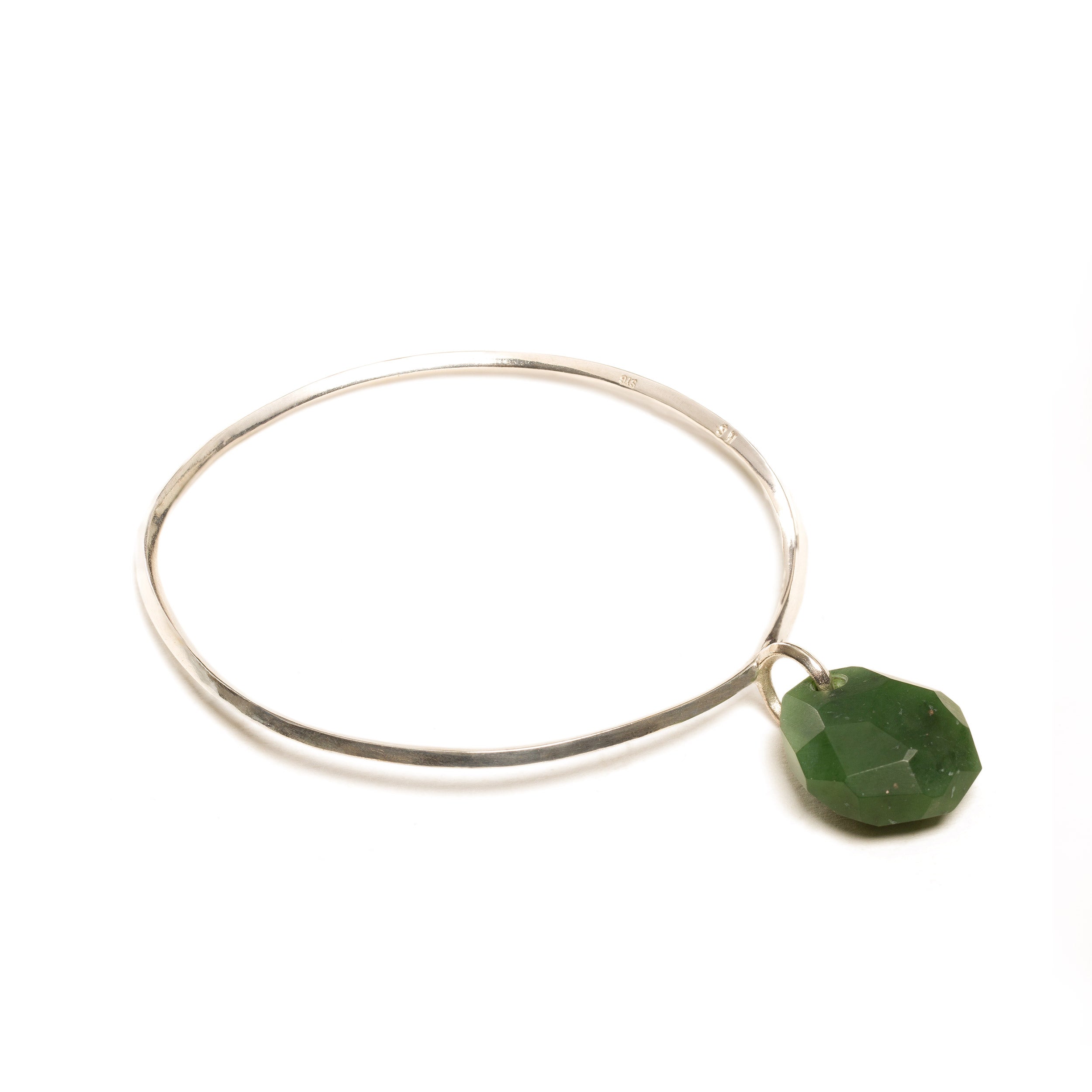 Canadian Jade Medium Silver Bangle (65mm)