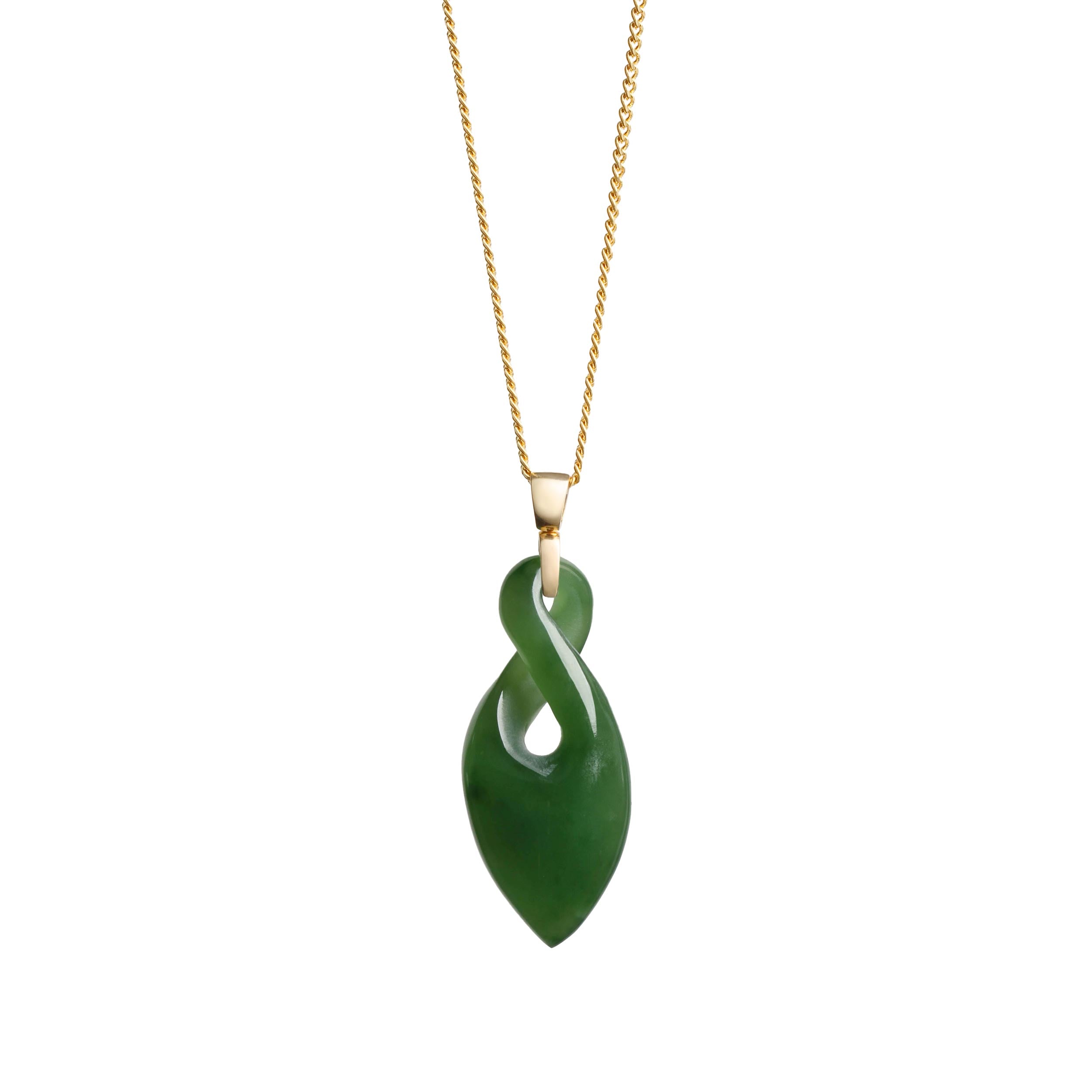 New Zealand Jade Single Twist on Gold Bale | Mountain Jade NZ