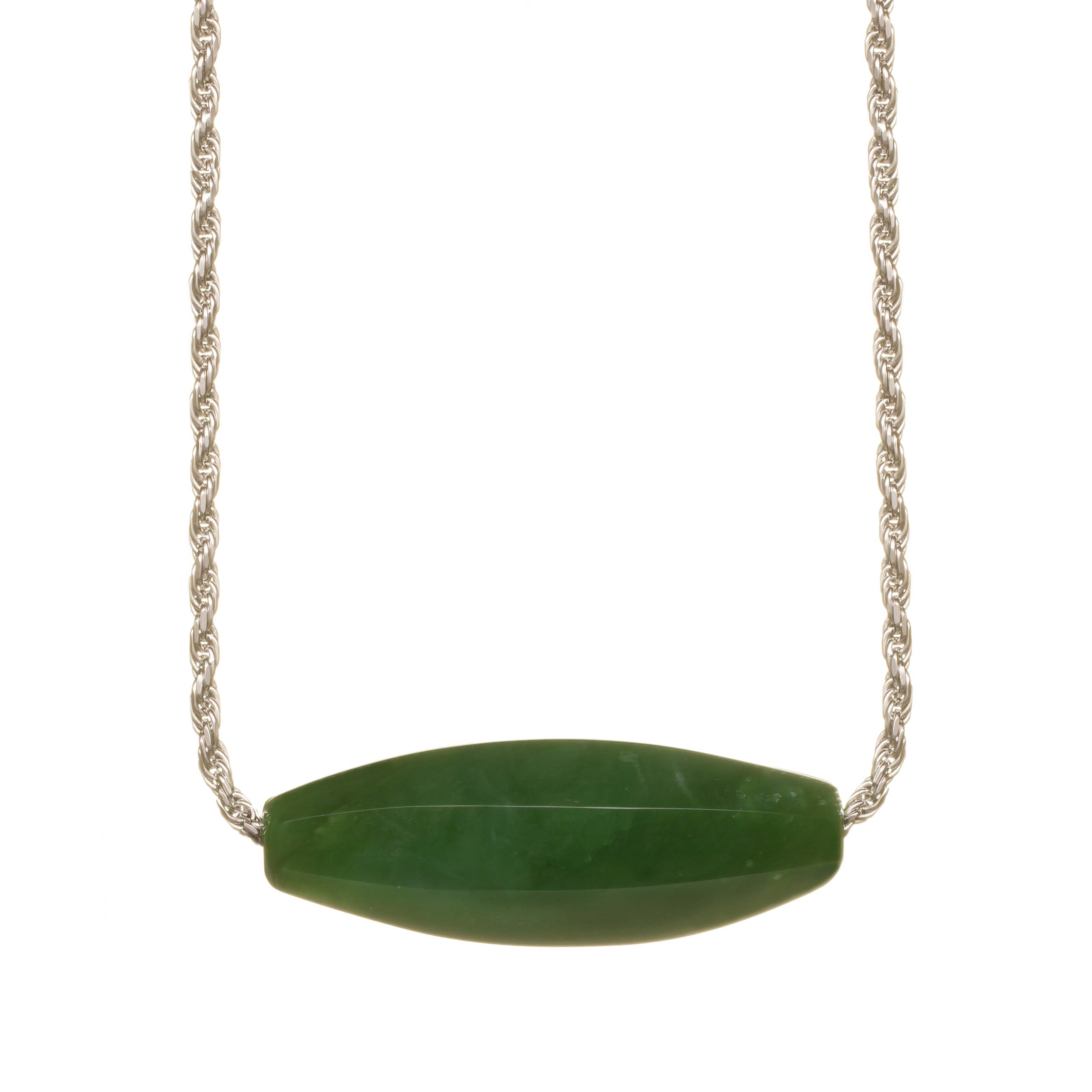 New Zealand Pounamu Faceted Barrel Necklace