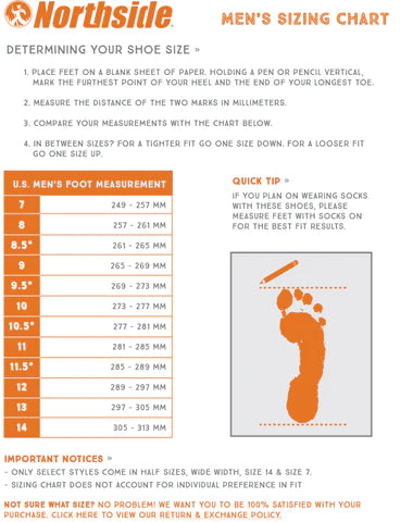 Northside Men's Size Chart