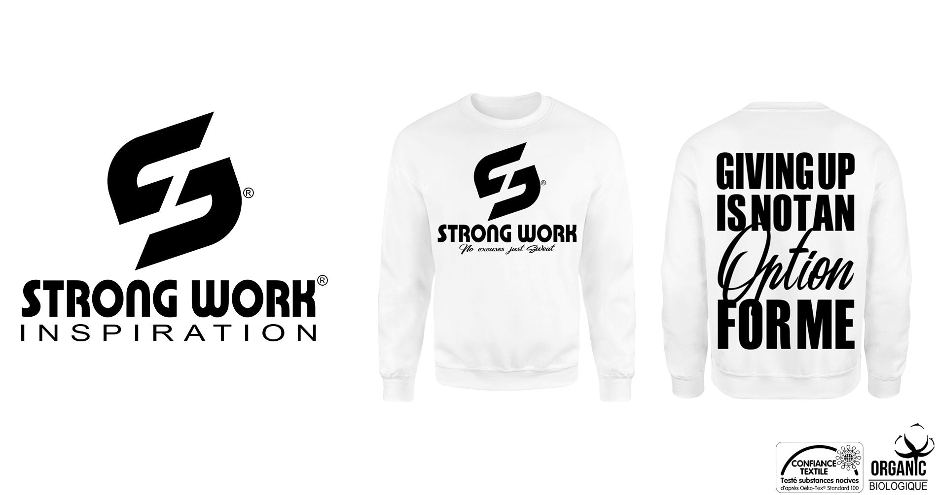 Sweat-Shirt Strong Work "GIVING UP IS NOT AN OPTION FOR ME" pour Homme