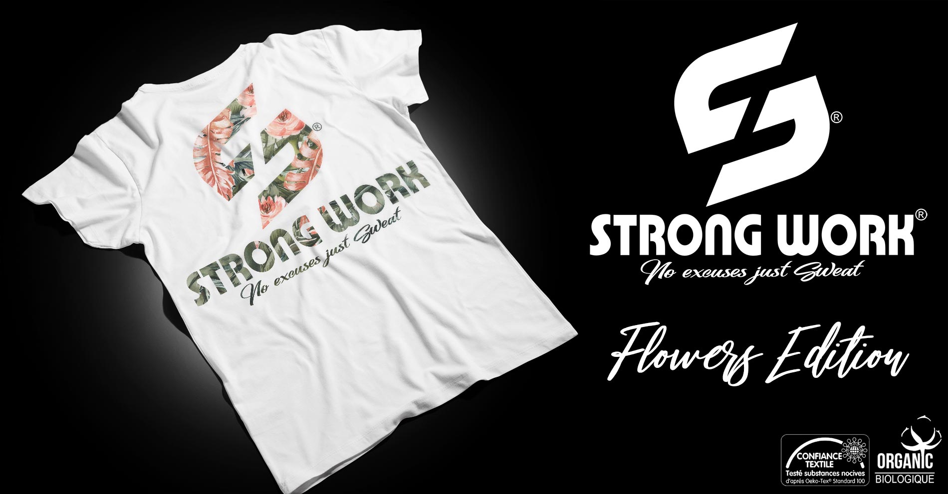 T-SHIRT EN COTON BIO STRONG WORK FLOWERS EDITION